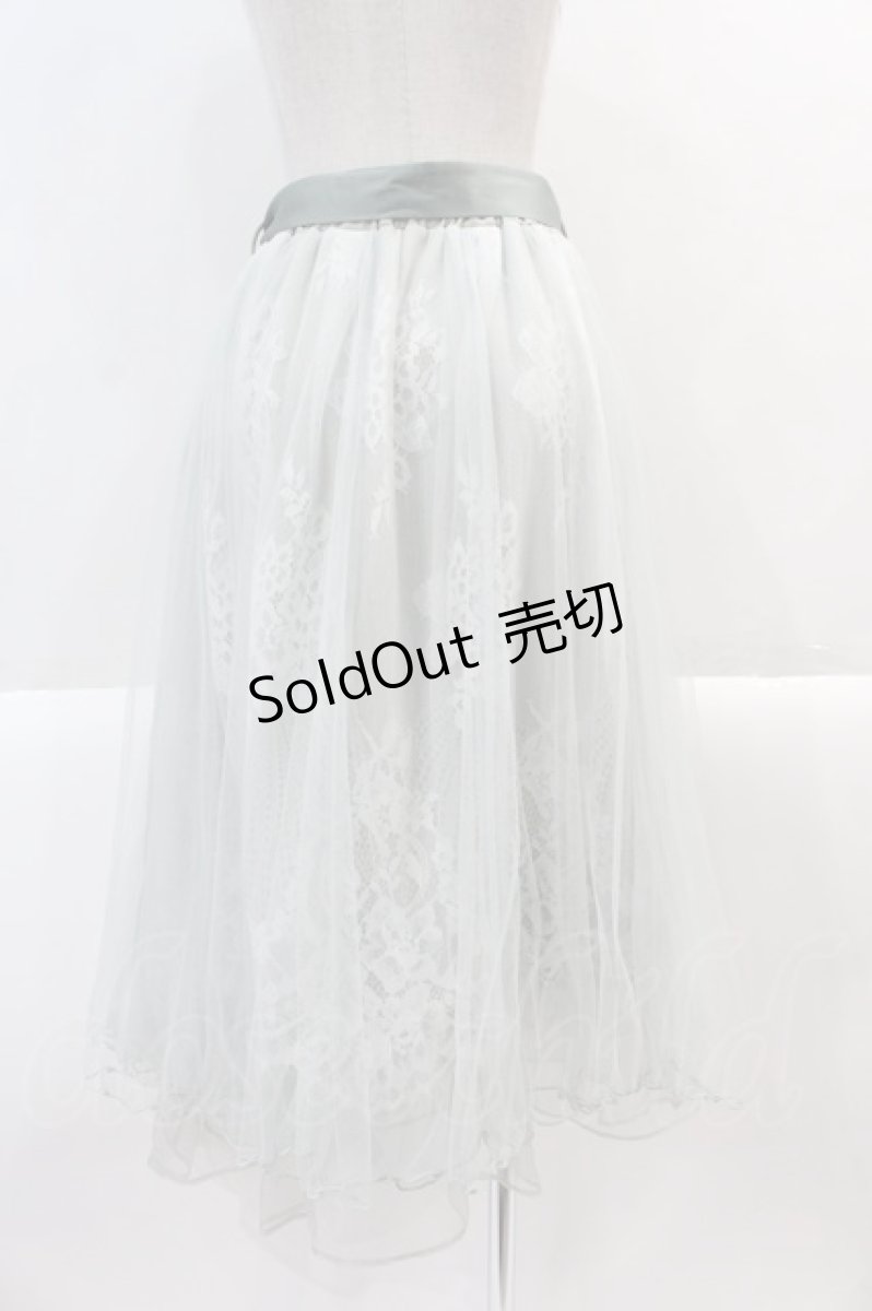画像2: 【SALE】axes femme POETIQUE / リボン付レース×チュールスカート  サックス I-24-12-22-077-AX-SK-HD-ZH (2)