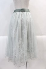 画像2: 【SALE】axes femme POETIQUE / リボン付レース×チュールスカート  サックス I-24-12-22-077-AX-SK-HD-ZH (2)