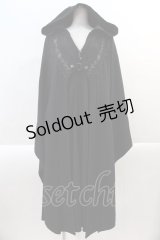 Ozz oneste / ローズクロス刺繍ボレロ重ね風デザインロングフードカーディガン  黒 I-24-12-22-037-OO-TO-HD-ZS