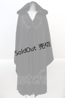 画像1: Ozz oneste / ローズクロス刺繍ボレロ重ね風デザインロングフードカーディガン  黒 I-24-12-22-037-OO-TO-HD-ZS