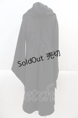 画像2: Ozz oneste / ローズクロス刺繍ボレロ重ね風デザインロングフードカーディガン  黒 I-24-12-22-037-OO-TO-HD-ZS