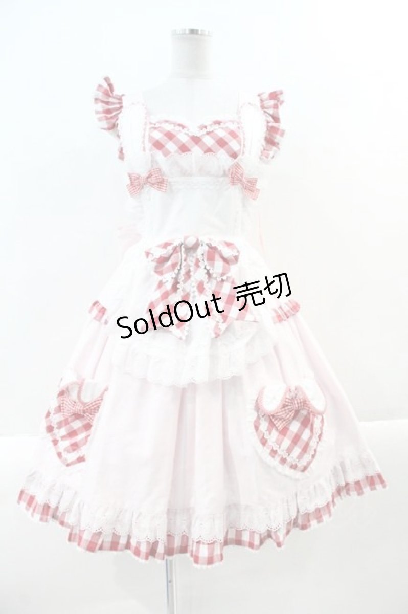 画像1: BABY,THE STARS SHINE BRIGHT / Alice meets the White Rabbitジャンパースカート  ピンクＸ赤 I-24-12-27-061-BA-OP-HD-ZI (1)