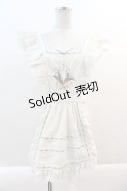 画像1: Hoshibako Works / ベルスーズすずらん刺繍エプロン  白Ｘサックス I-24-12-27-068-EL-OP-HD-ZI