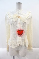 BABY,THE STARS SHINE BRIGHT / Be My Valentine お花レースアップブラウス  生成り I-24-12-27-025-BA-BL-HD-OS