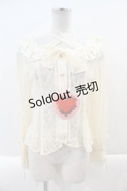 画像1: BABY,THE STARS SHINE BRIGHT / Be My Valentine お花レースアップブラウス  生成り I-24-12-27-025-BA-BL-HD-OS
