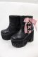 画像3: DearMyLove / Satin Ribbon Wedge Boots 22.5CM 黒Ｘピンク I-25-01-05-124-EL-SH-HD-ZT-K002 (3)