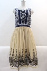 画像1: 【SALE】axes femme / 裾刺繍チュールワンピース M ブルー×ベージュ I-25-01-10-066-AX-OP-HD-ZT375 (1)