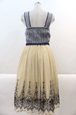 画像2: 【SALE】axes femme / 裾刺繍チュールワンピース M ブルー×ベージュ I-25-01-10-066-AX-OP-HD-ZT375 (2)