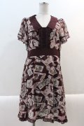 axes femme / レースコラージュ柄ワンピース M ワイン I-25-01-10-068-AX-OP-SZ-ZT042