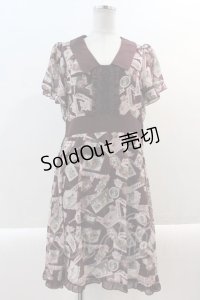 axes femme / レースコラージュ柄ワンピース M ワイン I-25-01-10-068-AX-OP-SZ-ZT042