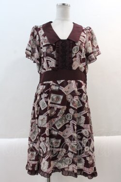 画像1: axes femme / レースコラージュ柄ワンピース M ワイン I-25-01-10-068-AX-OP-SZ-ZT042