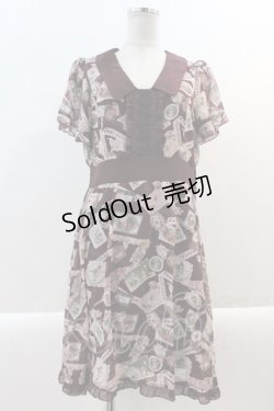 画像1: axes femme / レースコラージュ柄ワンピース M ワイン I-25-01-10-068-AX-OP-SZ-ZT042