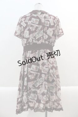 画像2: axes femme / レースコラージュ柄ワンピース M ワイン I-25-01-10-068-AX-OP-SZ-ZT042
