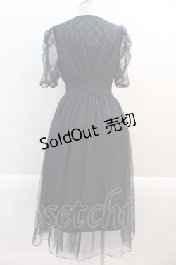 画像2: axes femme / マトン袖チュールレースワンピース M 紺 I-25-01-10-073-AX-OP-SZ-ZT022