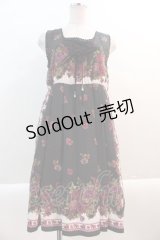 axes femme / 花柄スカーフワンピース M ブラック I-25-01-10-075-AX-OP-HD-ZT365
