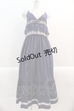 画像1: 【SALE】axes femme / キャミフリルマキシワンピース M 紺 I-25-01-10-078-AX-OP-SZ-ZT383