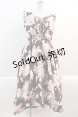 axes femme / フラワーブーケノースリーブワンピース M ブラウン I-25-01-10-082-AX-OP-HD-ZT375