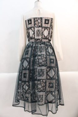 画像2: axes femme POETIQUE / パッチワーク柄×チュールワンピース M グリーン I-25-01-10-087-AX-OP-SZ-ZT383