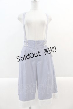 画像1: axes femme POETIQUE / サス付きハーフワイドパンツ M サックス I-25-01-10-124-AX-PA-SZ-ZT042