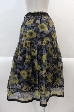 画像2: axes femme / ひまわり柄シアースカート M 黒 I-25-01-10-125-AX-SK-SZ-ZT069