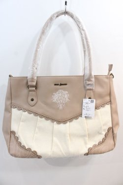 画像1: axes femme / ブーケ刺繍配色デザイントート  ベージュ I-25-01-13-051-AX-BG-HD-ZT-K010