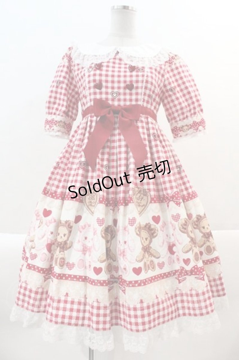 画像1: BABY,THE STARS SHINE BRIGHT / くみゃちゃんのSweet Heart Checkワンピース  赤 I-25-01-16-073-BA-OP-HD-ZI (1)