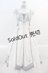 Ozz oneste / 薔薇刺繍&フロントダブルZIPジャンパースカート  白Ｘグレー I-25-01-16-087-OO-OP-HD-ZI
