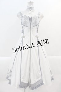 Ozz oneste / 薔薇刺繍&フロントダブルZIPジャンパースカート  白Ｘグレー I-25-01-16-087-OO-OP-HD-ZI