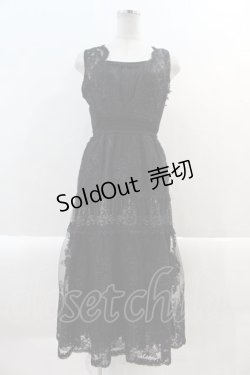 画像1: Rozen Kavalier / チュール刺繍ロングジャンパースカート  黒Ｘ白 I-25-01-16-092-OO-OP-HD-ZS