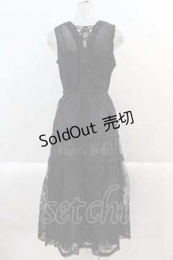 画像2: Rozen Kavalier / チュール刺繍ロングジャンパースカート  黒Ｘ白 I-25-01-16-092-OO-OP-HD-ZS