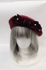 m petit by misako / リボンパールベレー  ボルドー I-25-01-18-118-LO-AC-HD-ZT-K011