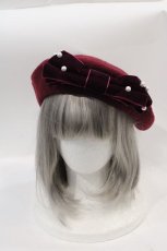 画像1: 【SALE】m petit by misako / リボンパールベレー  ボルドー I-25-01-18-118-LO-AC-HD-ZTK011 (1)