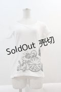 PEACE NOW / うさぎさん時計プリントTシャツ  白Ｘ黒 I-25-01-18-024-PU-TO-HD-ZI