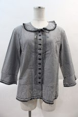 画像1: 【SALE】INGEBORG / ギンガムチェック五分袖ブラウス  ブラック I-25-01-20-073-LO-BL-HD-ZT226 (1)