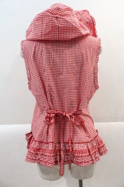 画像2: PINK HOUSE / フードギンガムチェックベスト  赤Ｘ白チェック I-25-01-20-082-LO-TO-HD-ZI
