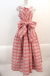 PINK HOUSE / オリジナルチェック×ギンガムチェックワンピース 赤 I-25