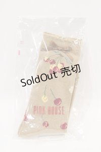 PINK HOUSE / 野ばらとチェリー柄ソックス  ブラウン I-25-01-20-030-LO-ZA-HD-ZI