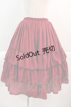 画像1: ATELIER PIERROT / Three-Tiered Ruffle Chiffon Skirt  ボルドー I-25-01-21-068-EL-SK-HD-ZI