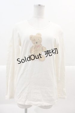 画像1: PINK HOUSE / 抱っこテディベア長袖Tシャツ M アイボリー I-25-01-26-008-LO-TS-HD-ZI