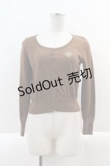 Emily Temple cute / ハートロゴ刺繍ラメニットカーディガン  ブラウンＸゴールド I-25-02-04-071-ET-TO-HD-ZI