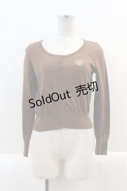 画像1: Emily Temple cute / ハートロゴ刺繍ラメニットカーディガン  ブラウンＸゴールド I-25-02-04-071-ET-TO-HD-ZI