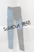 ALGONQUINS / ダイヤ&英字2カラーレギンスパンツ  黒Ｘ青 I-25-02-04-122-AL-PA-HD-ZI