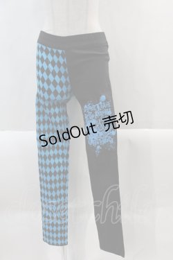 画像1: ALGONQUINS / ダイヤ&英字2カラーレギンスパンツ  黒X青 I-25-02-04-122-AL-PA-HD-ZI