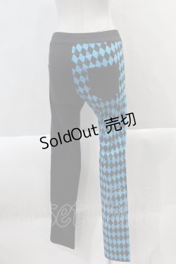画像2: ALGONQUINS / ダイヤ&英字2カラーレギンスパンツ  黒X青 I-25-02-04-122-AL-PA-HD-ZI