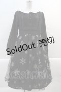 axes femme / 雪の結晶ラメ刺繍長袖ワンピース  黒Ｘゴールド I-25-02-07-065-AX-OP-HD-OS
