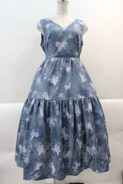 画像1: axes femme POETIQUE / リボン付アイスクリスタルワンピース  ブルー I-25-02-07-069-AX-OP-HD-ZI