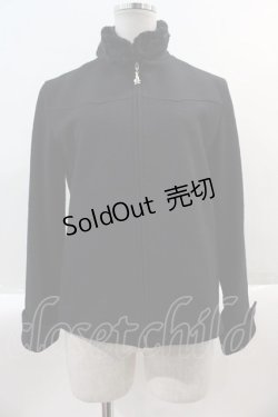 画像1: 【SALE】INGEBORG / ファー襟ウサギチャーム付きZIPブルゾン M ブラック I-25-02-09-068-LO-JA-HD-ZT-C018