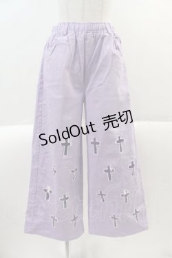 画像1: LISTEN FLAVOR / クロスくり抜きワイドパンツ  ラベンダー I-25-02-09-083-PU-PA-HD-ZI