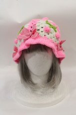 画像1: 【SALE】Nile Perch / チェリーニットバケットハット  ピンクＸ白 I-25-02-09-104-LO-AC-HD-ZTK011 (1)
