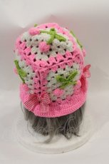 画像2: 【SALE】Nile Perch / チェリーニットバケットハット  ピンクＸ白 I-25-02-09-104-LO-AC-HD-ZTK011 (2)